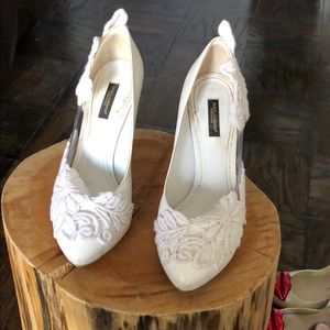 Dolce & Gabbana white wedding pumps